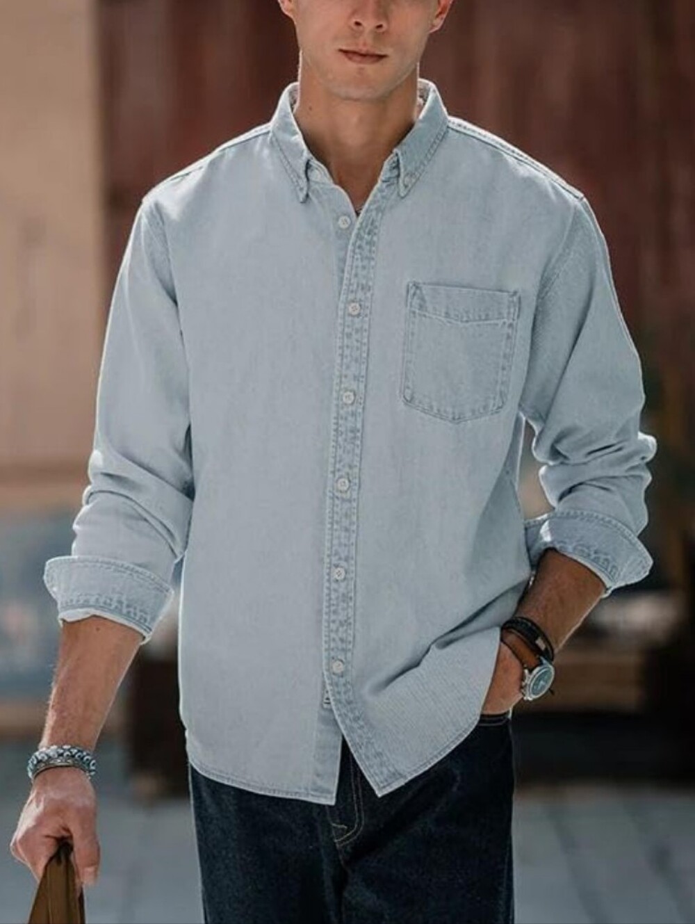 Sale: Men’s Express Light Denim Shirt - X-Large